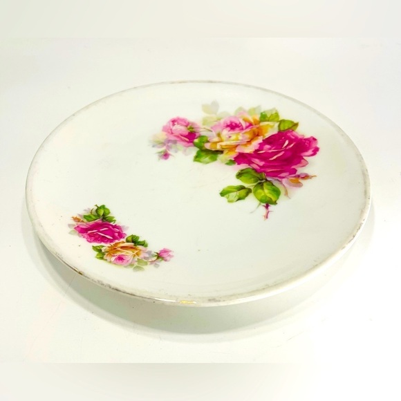Antique CT Altwasser Germany Rose Plate 7.25” Floral Hand-Painted Shabby Chic - Picture 3 of 5